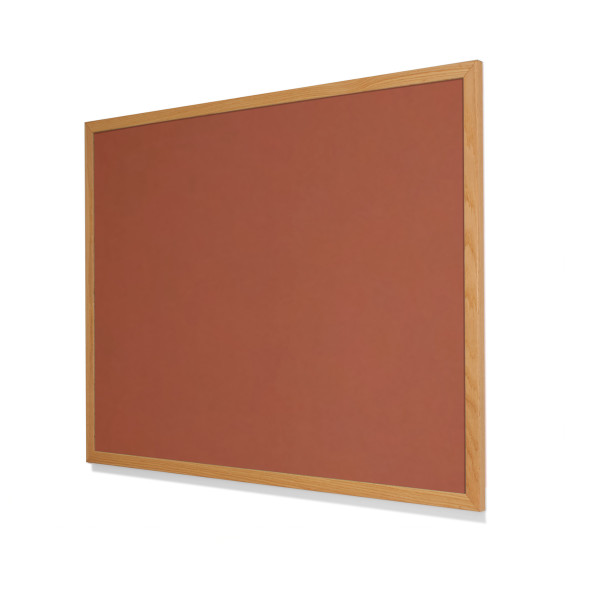 2207 Cinnamon Bark Colored Cork Forbo Bulletin Board with Narrow Red Oak Frame